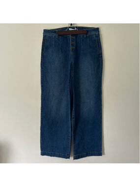 Cleo Dark Wash Blue Wide Leg 70s Retro Style Jeans Size 14